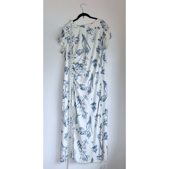 NWT Reformation Frasier Midi Dress in Lisse White & Blue Floral Size 16 - Picture 13 of 15